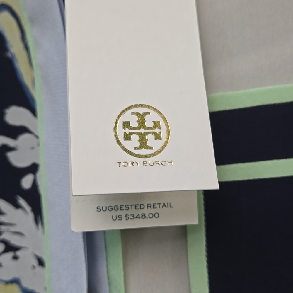 Tory Burch Navy Poppies Bloom Silk Shirt - Picture 3 of 8